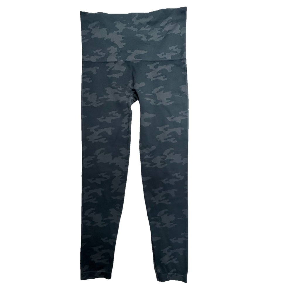 SPANX Camo Leggings High Rise Compression Activewear Green Black XL